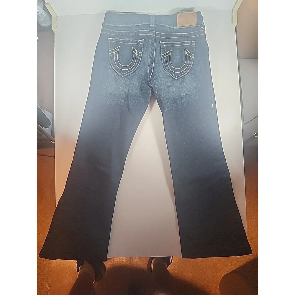 True Religion World Tour Size 14 Girls Low Rise Dark Wash Blue Jeans EUC